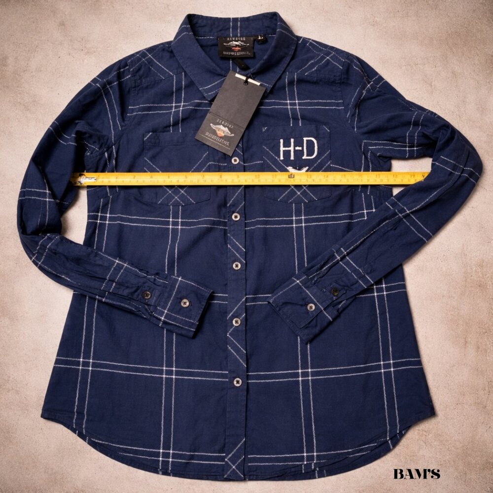 Harley-Davidson H-D Plaid Button Up Shirt Eagle Back Graphic Small NWT - Picture 4 of 6